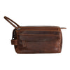 ‘Darwin' Leather Travel Wash Bag - Sandel
