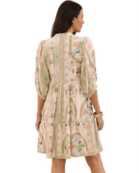 ‘Jess' Vintage Print Dress - Pink/Sage