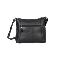 'Savannah' Woven Detail Leather Crossbody Bag – Classic Black