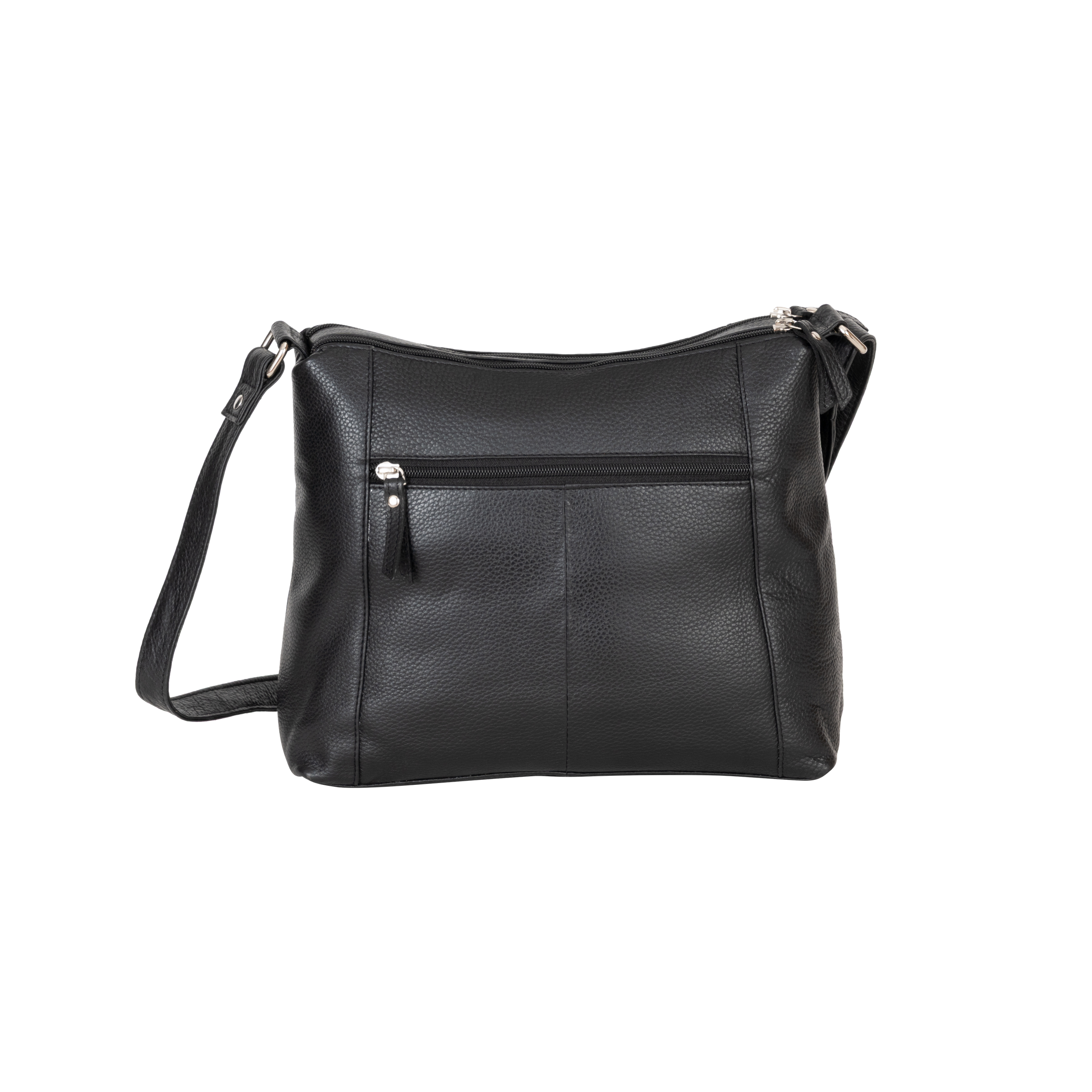 'Savannah' Woven Detail Leather Crossbody Bag – Classic Black