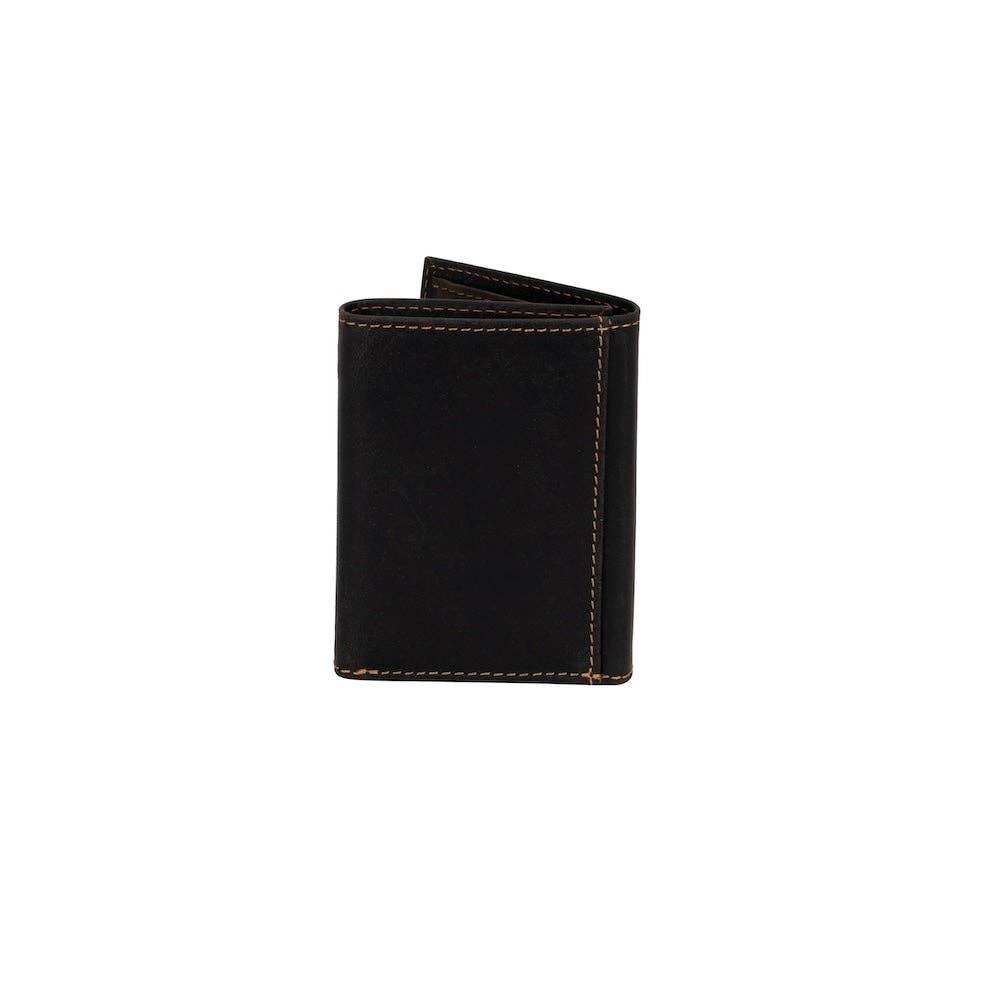 'Wellington' Men’s Tri-Fold RFID Leather Wallet – Brown
