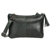 'Ellie' Leather Shoulder Bag - Bottle Green