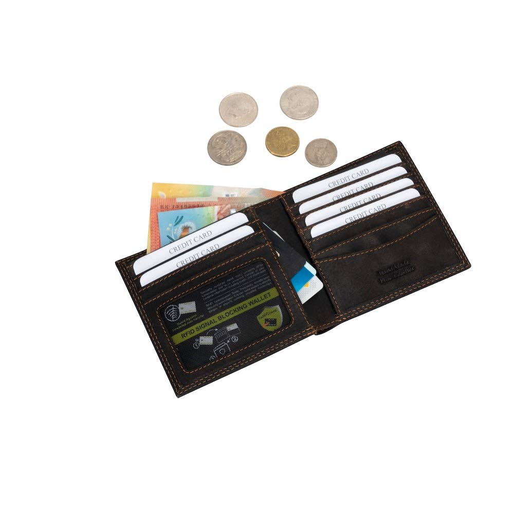 'Auckland' Bifold RFID Wallet – Brown