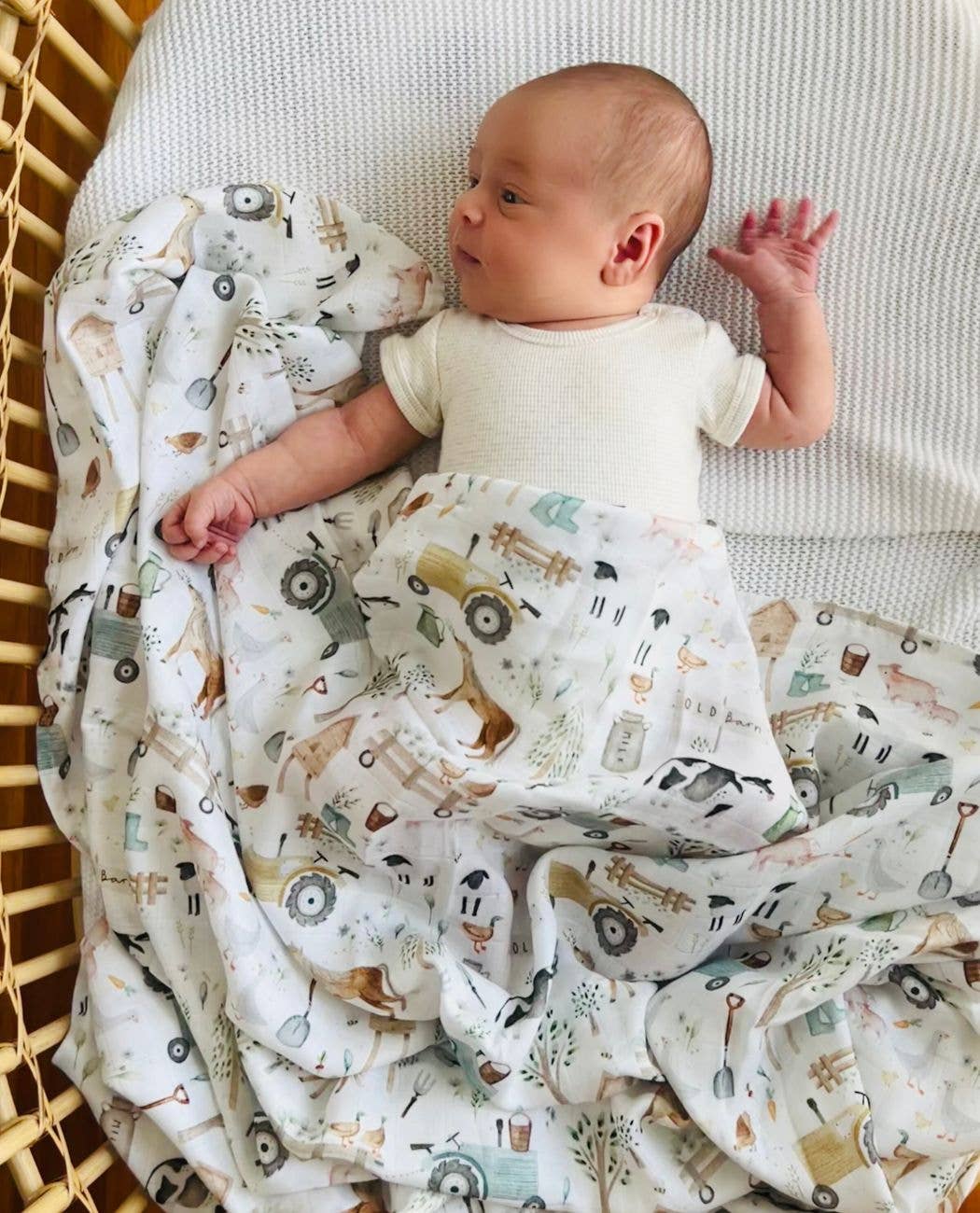 Bamboo Muslin Wrap - Farm Life