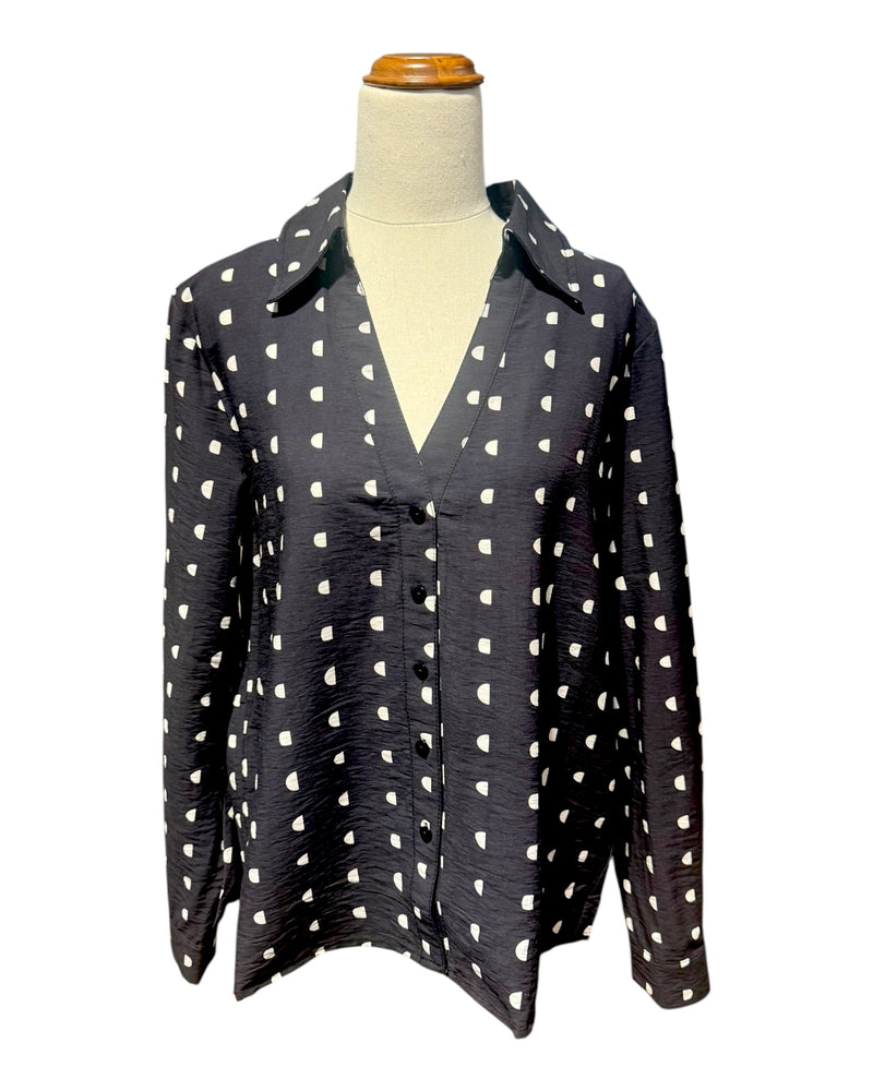 'Paula' Button Down Top - Black