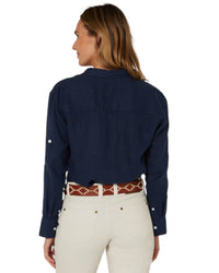 'Florence' Linen L/S Shirt - Navy