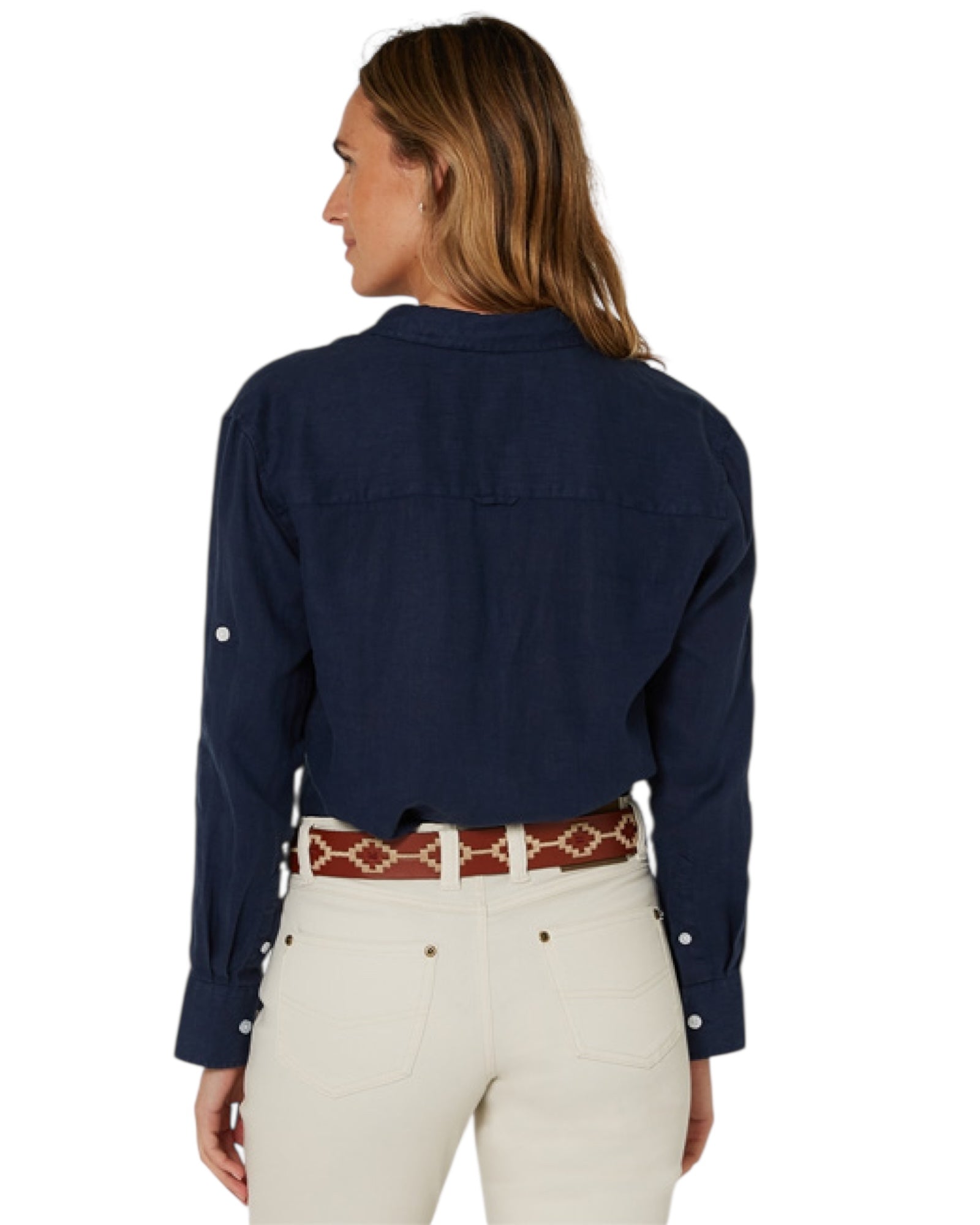 'Florence' Linen L/S Shirt - Navy
