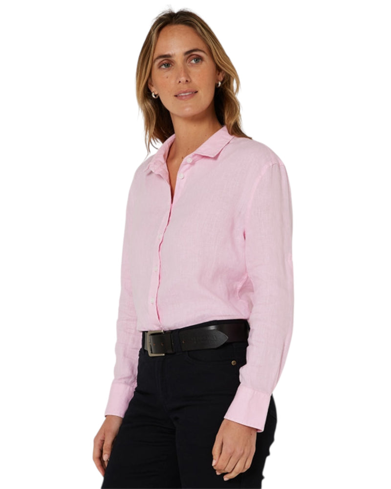 ‘Florence' Linen L/S Shirt - Pink