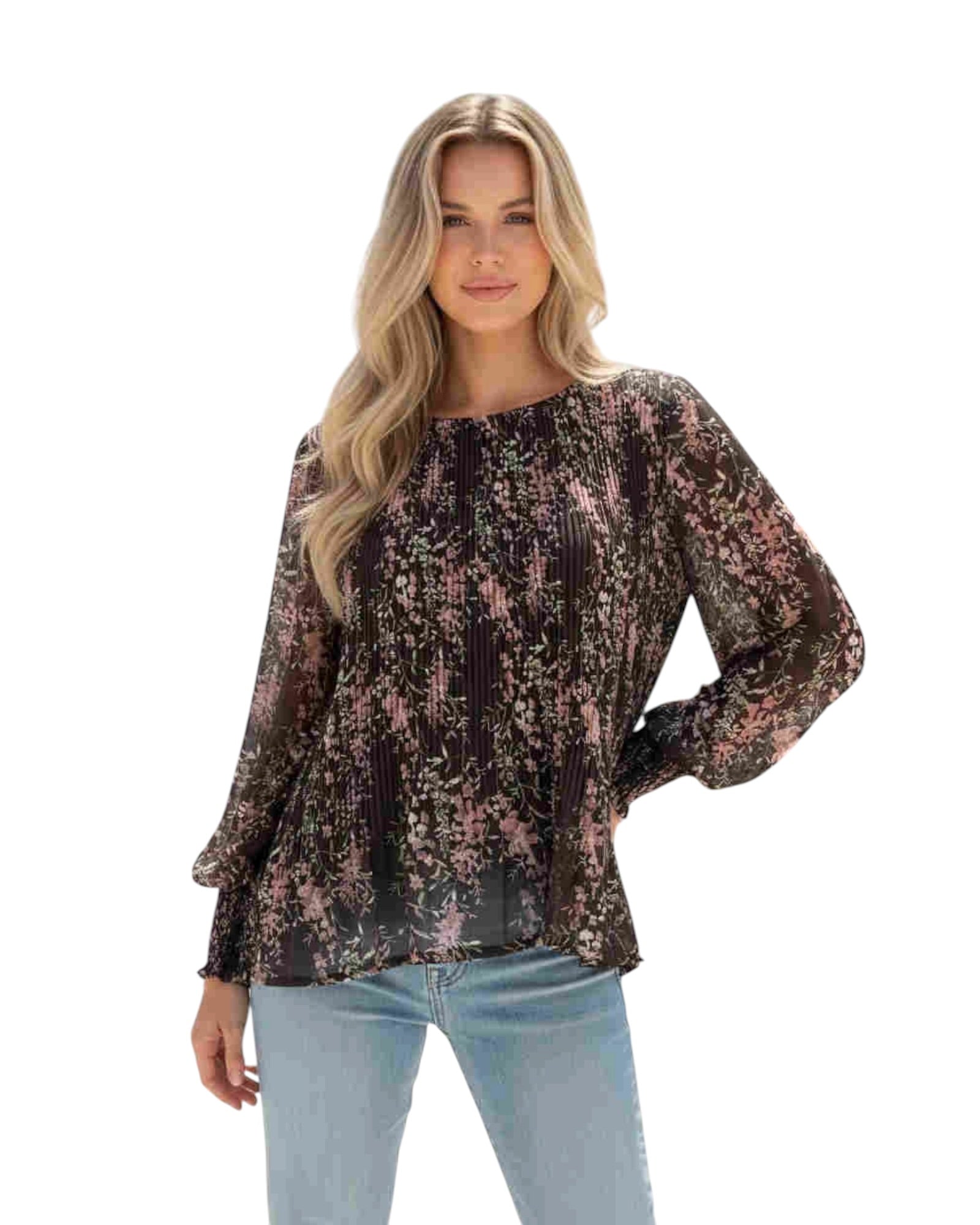‘Lilly' Floral Top - Brown