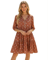 ‘Libby' Polka Dot Dress - Rust