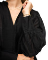 'Ange' Panel Sleeve Blouse - Black