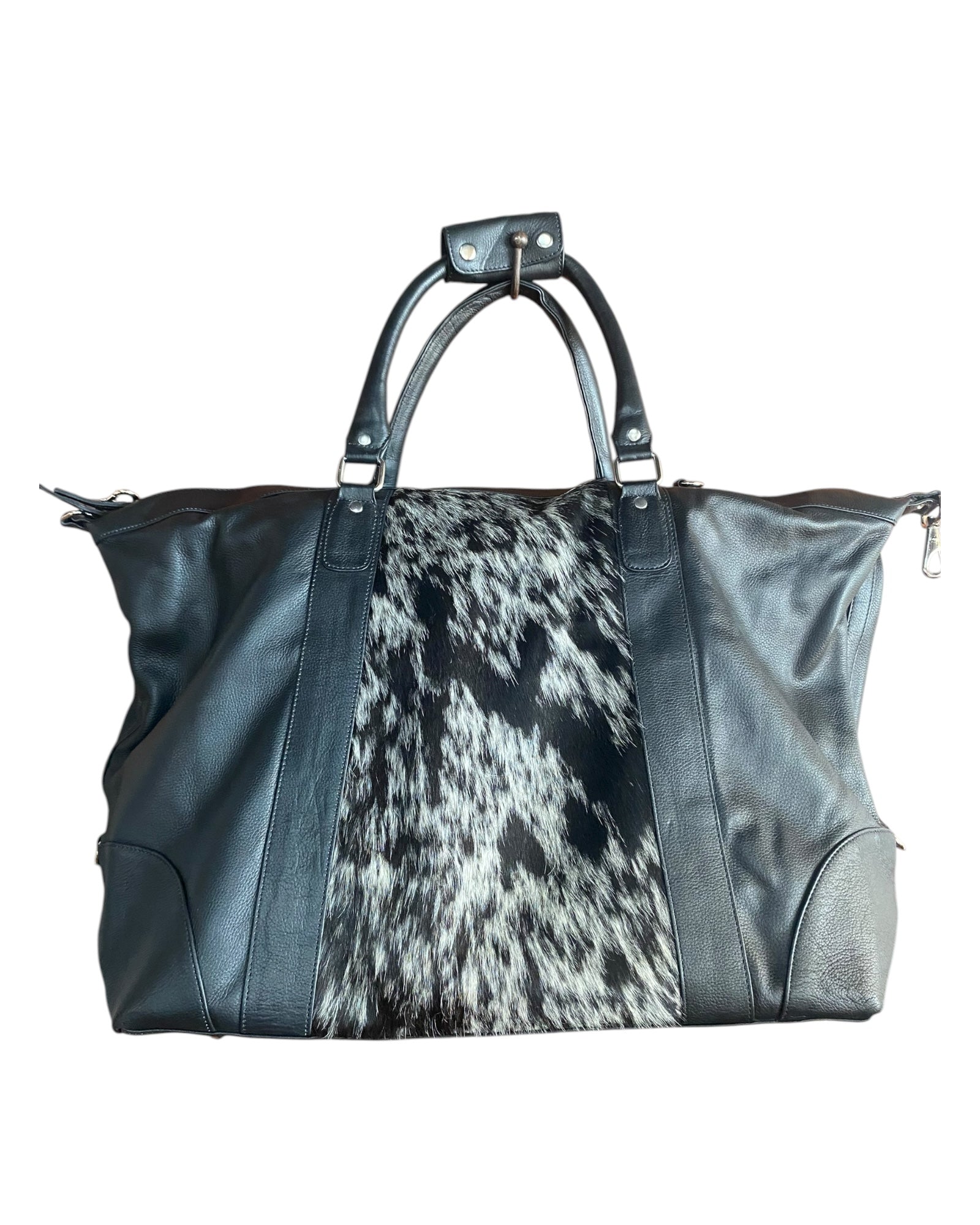 ‘Sable' Cowhide Duffle Weekender Bag – Black