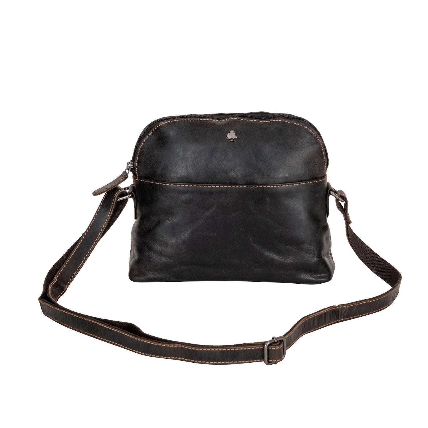 ‘Explorer' Leather Compact Crossbody Bag – Vintage Brown