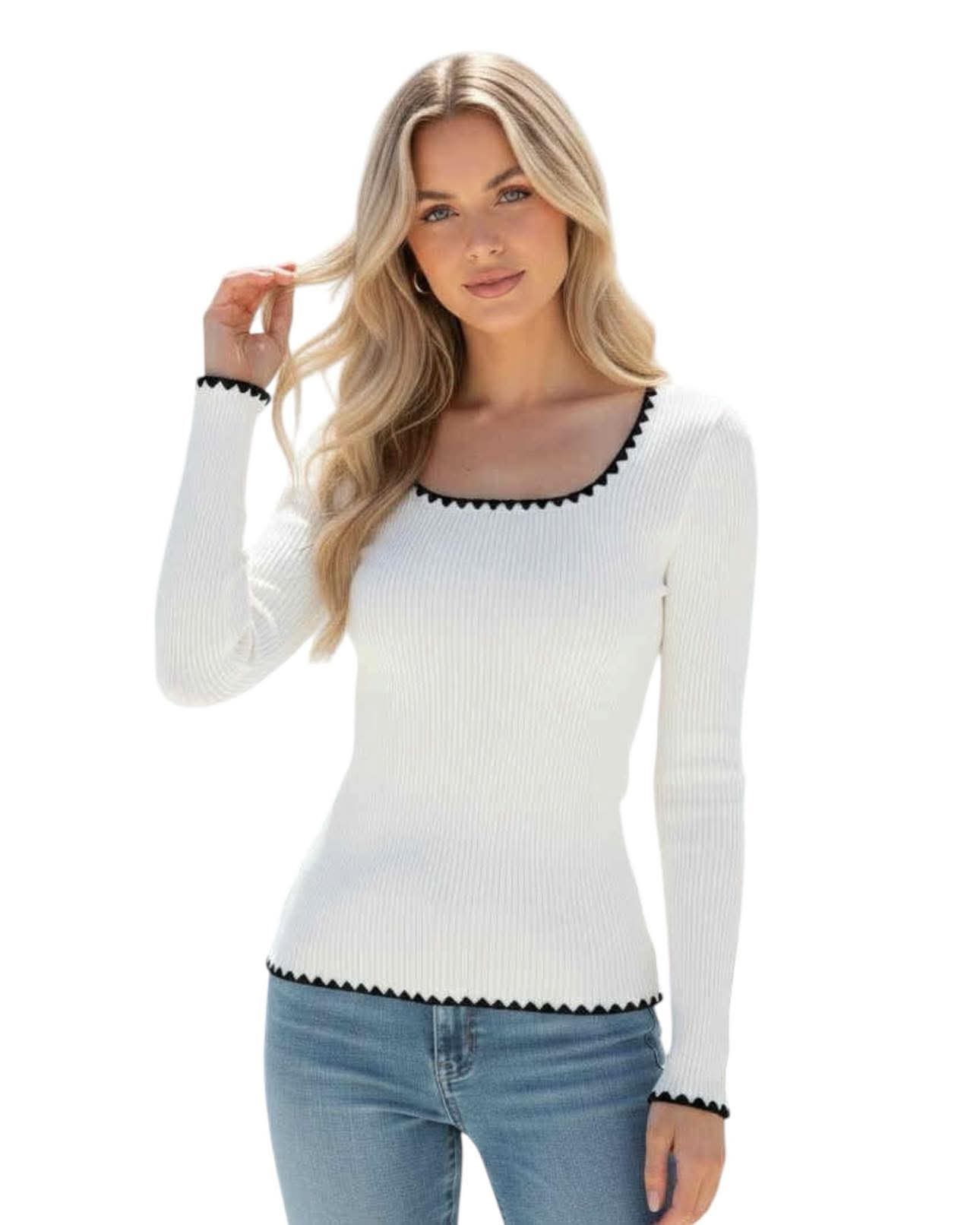 'Penny' Knit Top - Cream