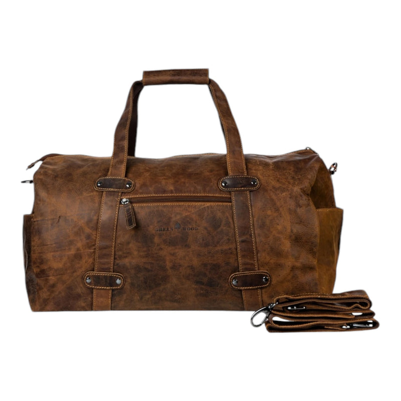 'Munich' Leather Overnight Duffle Bag - Sandel