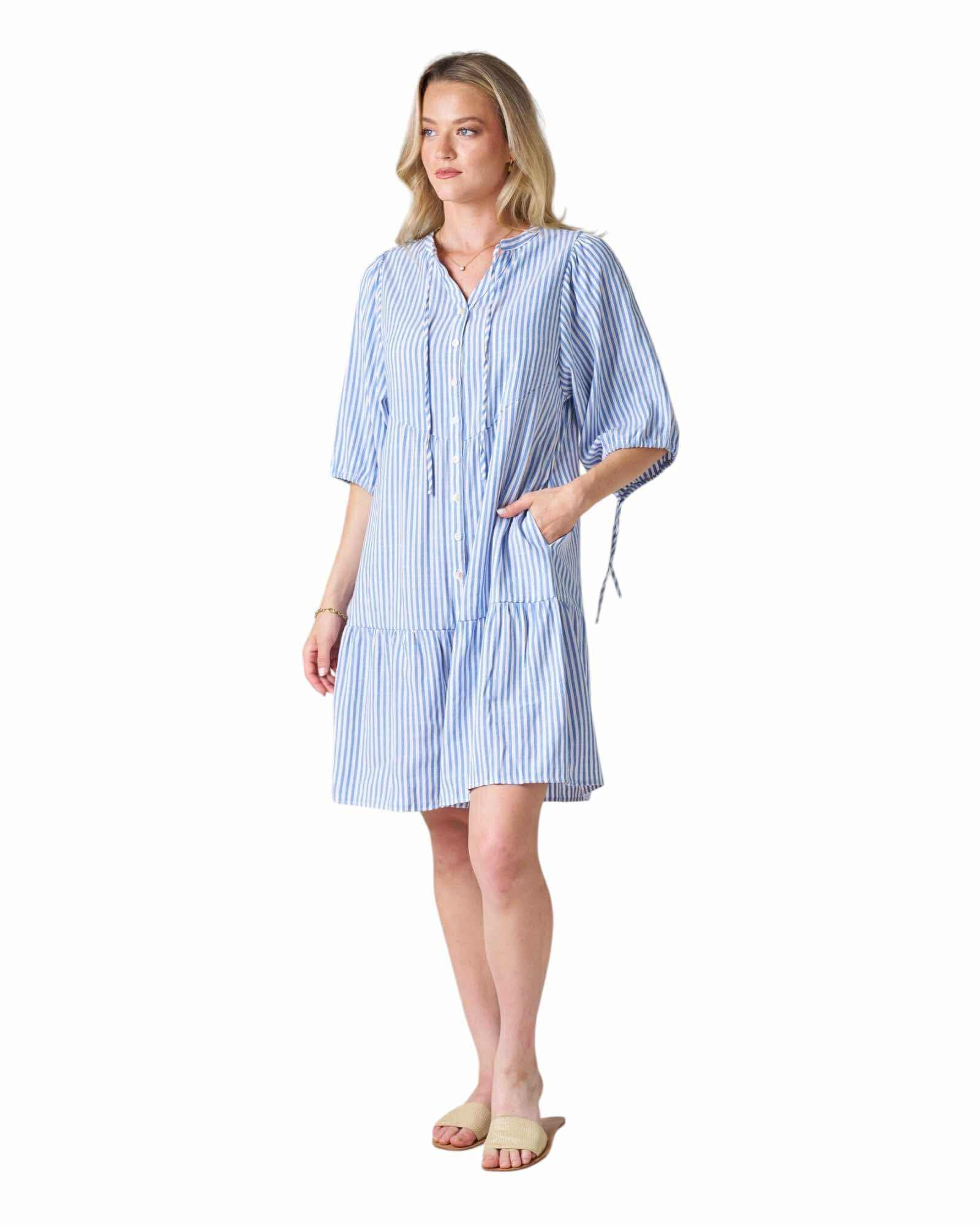 ‘Annie' Stripe Dress - Blue