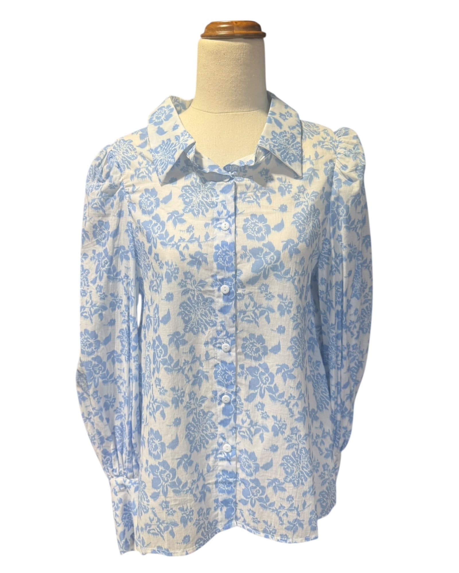 'Josie' Collared Blouse - Blue