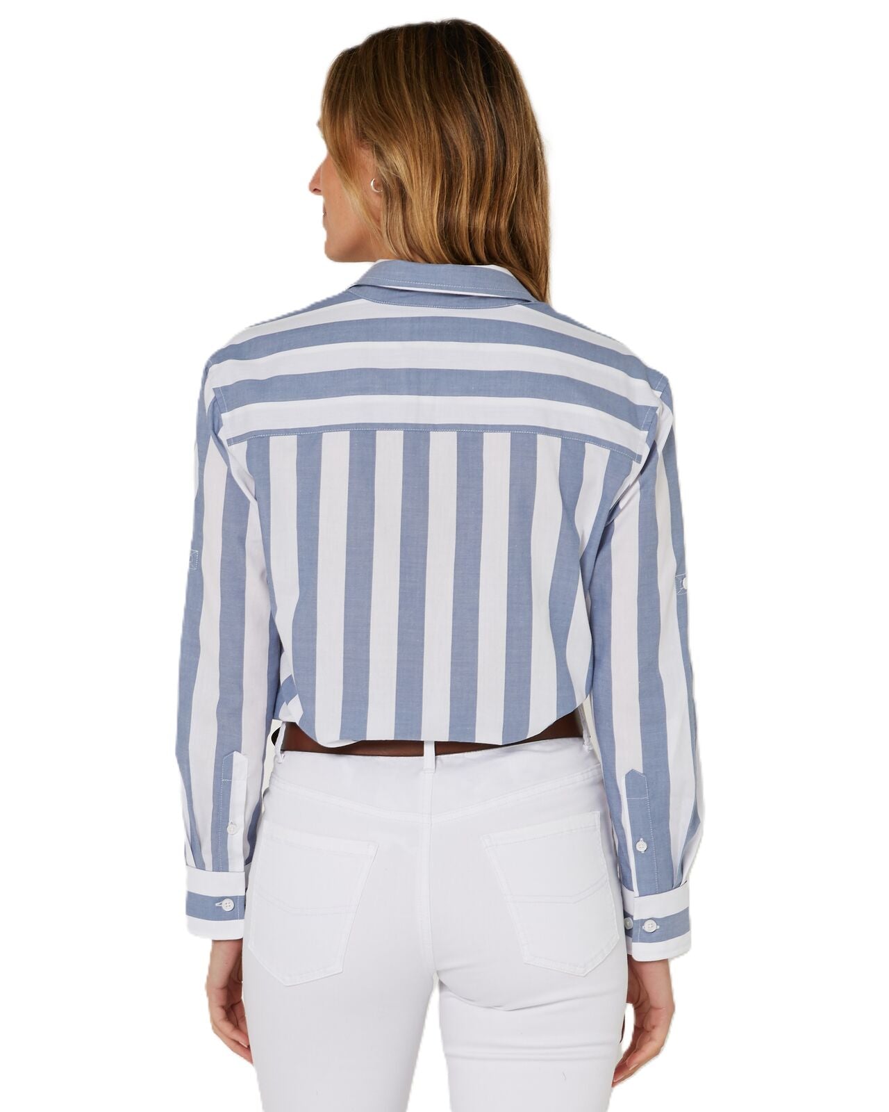 'Jacquelin' Classic Cotton L/S Shirt - Chambray Stripe
