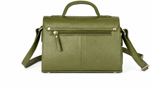 ‘Harper' Leather Crossbody Bag – Olive Green