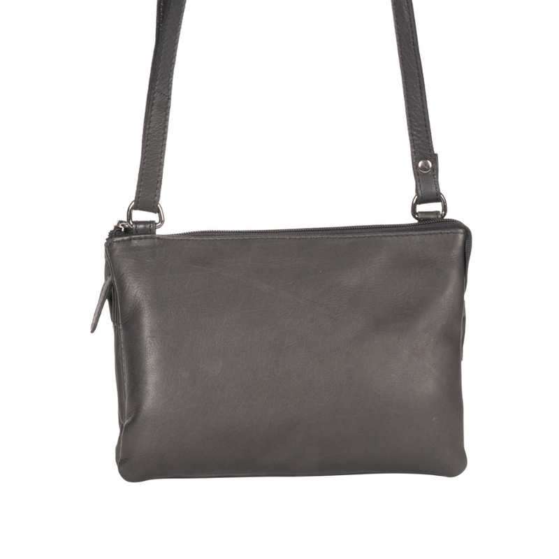 Leather Clutch / Crossbody Bag - Black