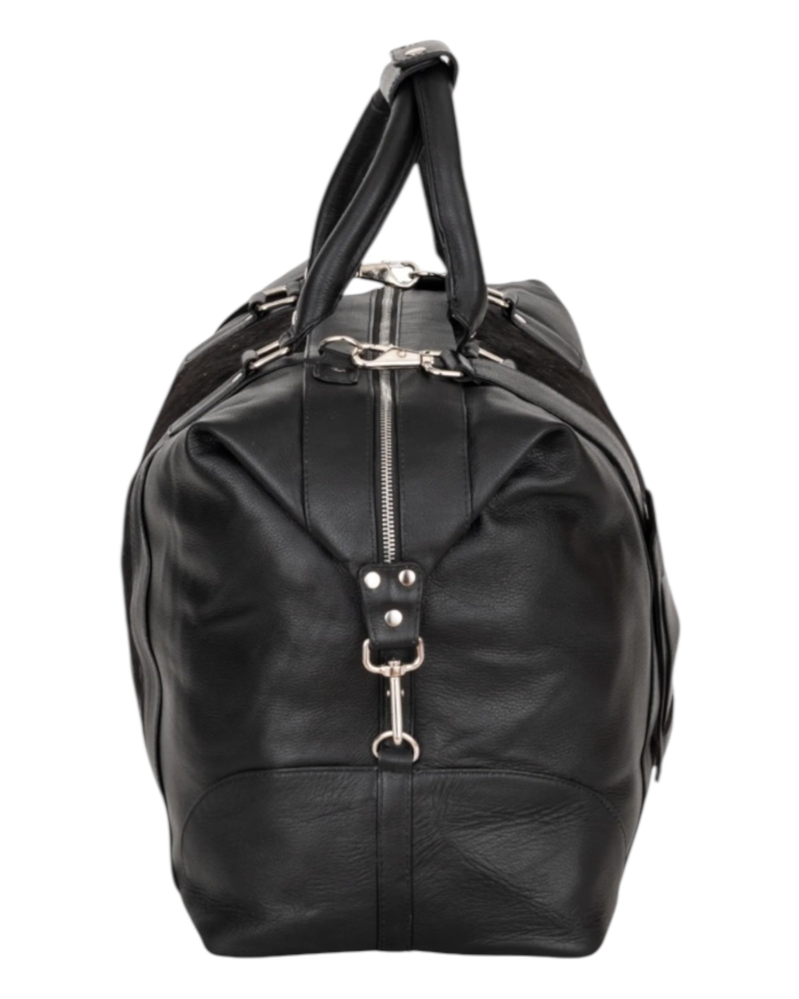 'Outback' Cowhide Weekender Duffle Bag - Black