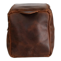 ‘Darwin' Leather Travel Wash Bag - Sandel