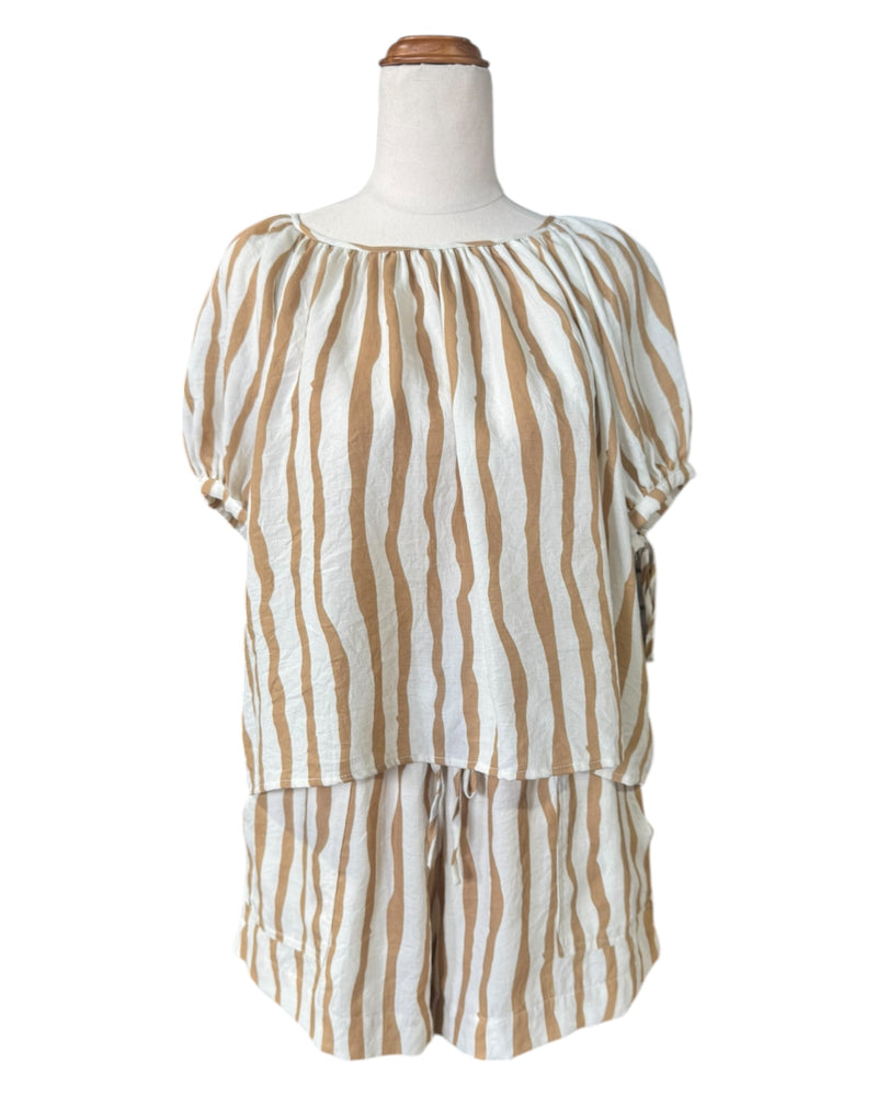 'Lacey' Stripe Set - Tan