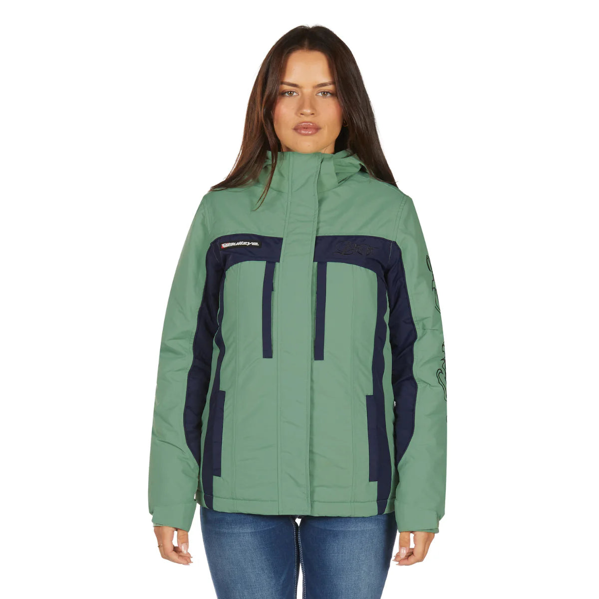 Womens Waterproof Bazooka Jacket - Moss/Navy