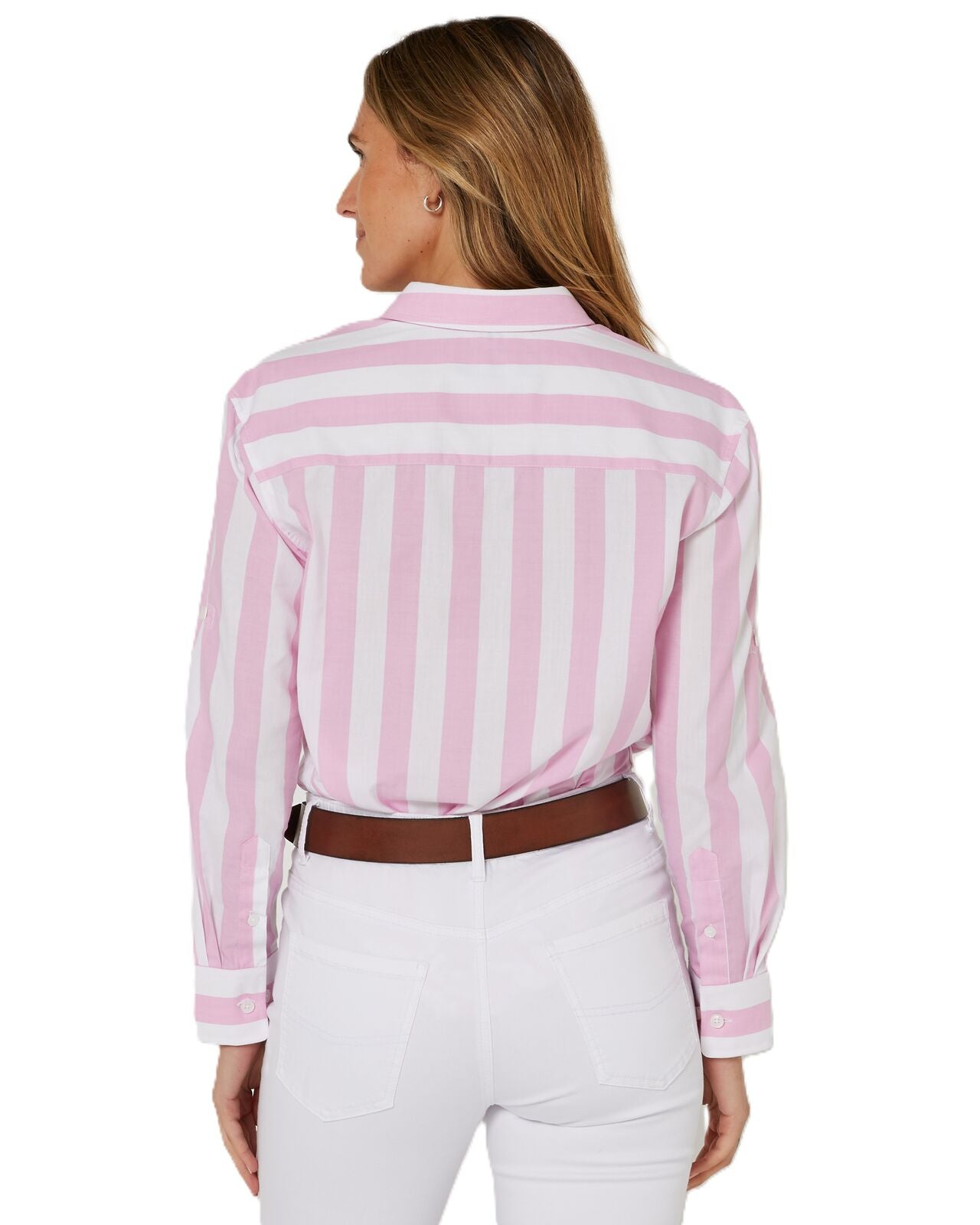 'Jacquelin' Classic Cotton L/S Shirt - Pink Stripe