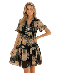 ‘Sarah' Floral Dress - Black