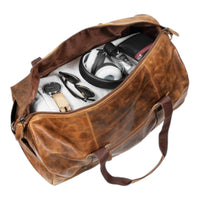 'Munich' Leather Overnight Duffle Bag - Camel