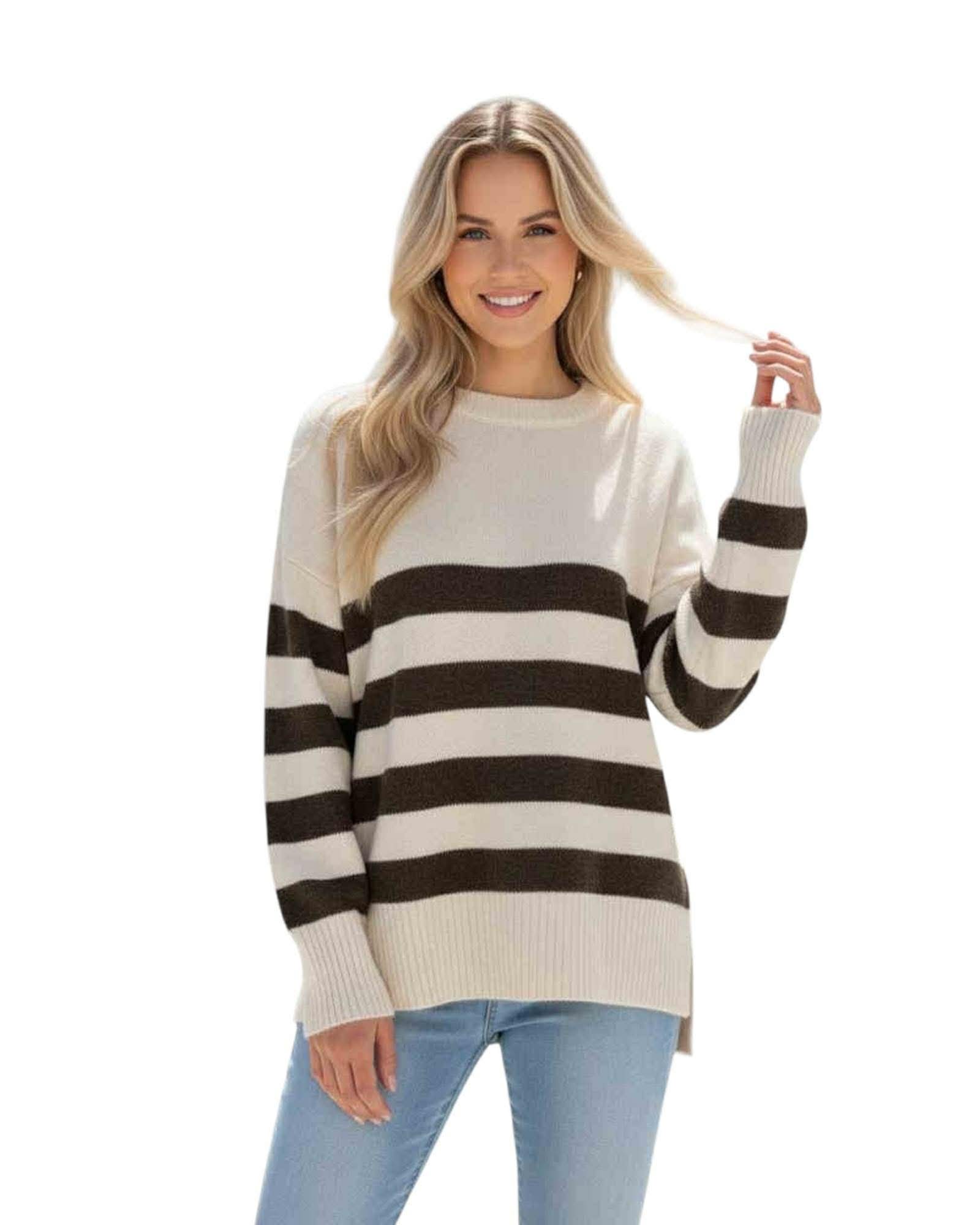 'Harriet' Stripe Knit - Oatmeal
