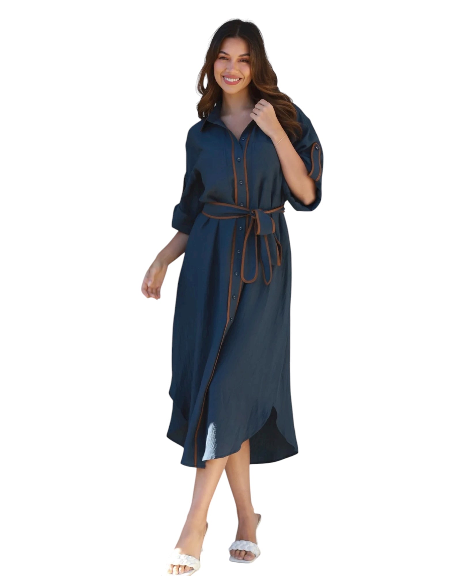 'Alina' Midi Dress - Navy