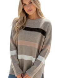 'Lacey' Stripe Knit - Brown