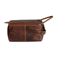 ‘Darwin' Leather Travel Wash Bag - Sandel