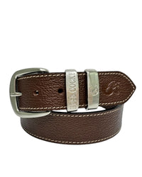 Muster 40mm Double Loop Leather Belt - Stitched Pebble Brown