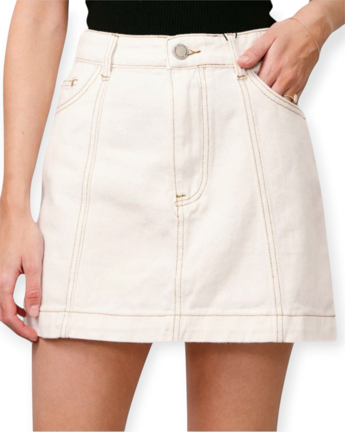 ‘Callie' Denim Skirt - White