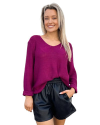 'Charlie’ Knit Jumper - Plum