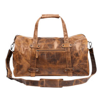 'Munich' Leather Overnight Duffle Bag - Camel