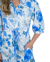 'Eliza' Floral Shirt Dress - Blue