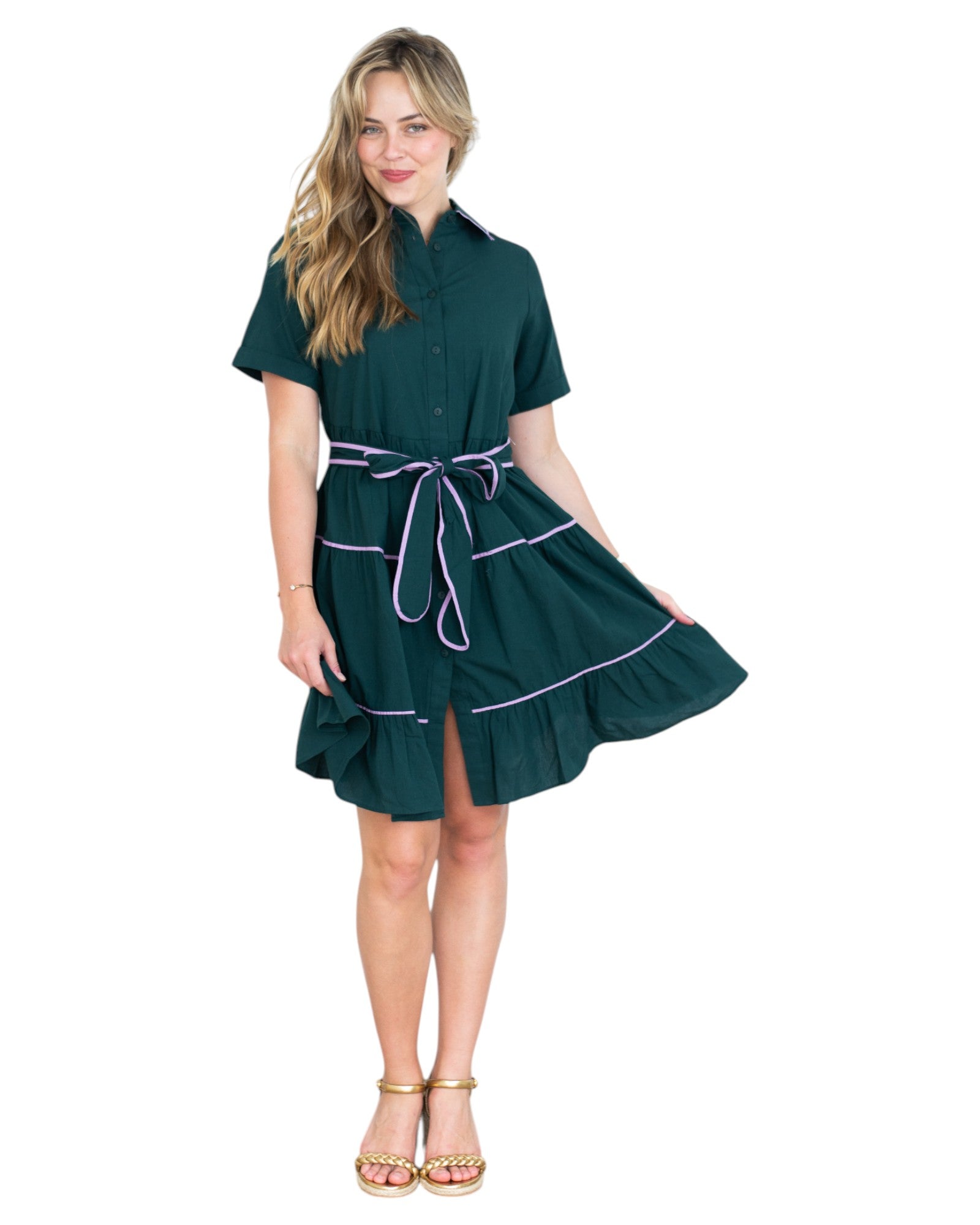 'Brooke' Binding Dress - Emerald