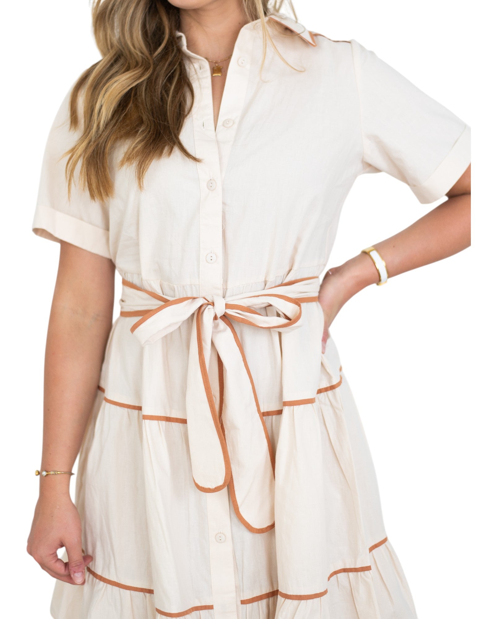 'Brooke' Binding Dress - Ivory