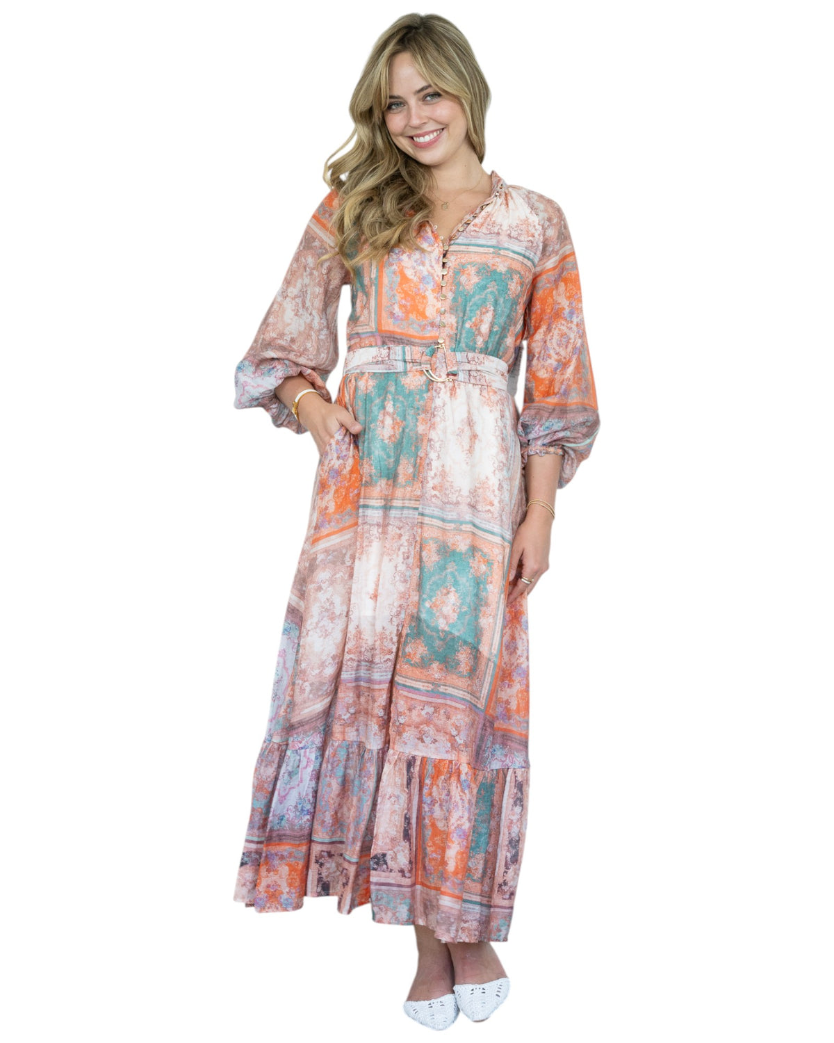 'Natalie' Patchwork Midi Dress