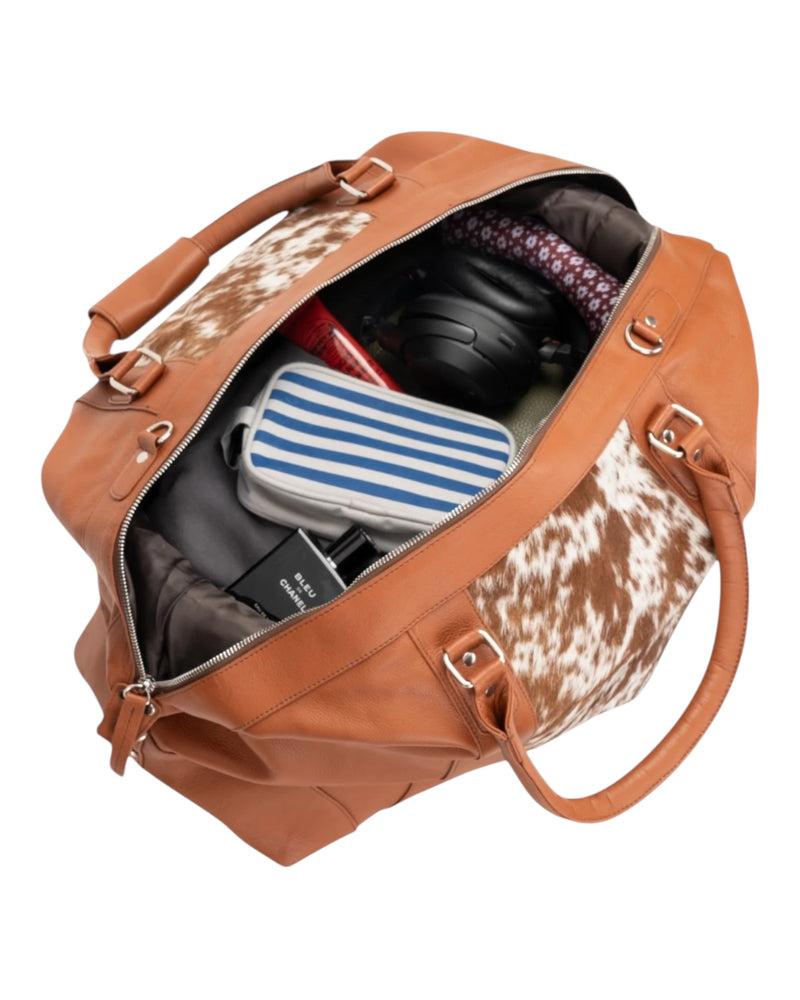 'Outback' Cowhide Weekender Duffle Bag - Tan