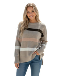 'Lacey' Stripe Knit - Brown