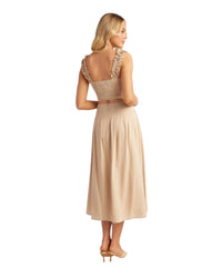 'Kaylee' Ruffle Detail Top & Skirt Set - Beige