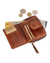 'Tina' Zipper Leather Wallet - Cognac