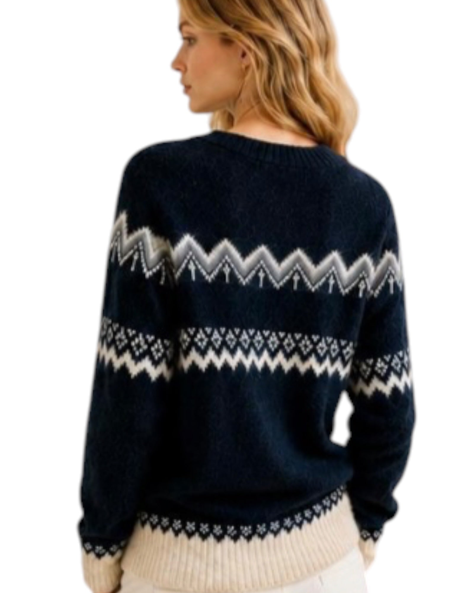 'Brooke' Aztec Knit - Navy