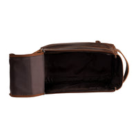 ‘Darwin' Leather Travel Wash Bag - Sandel