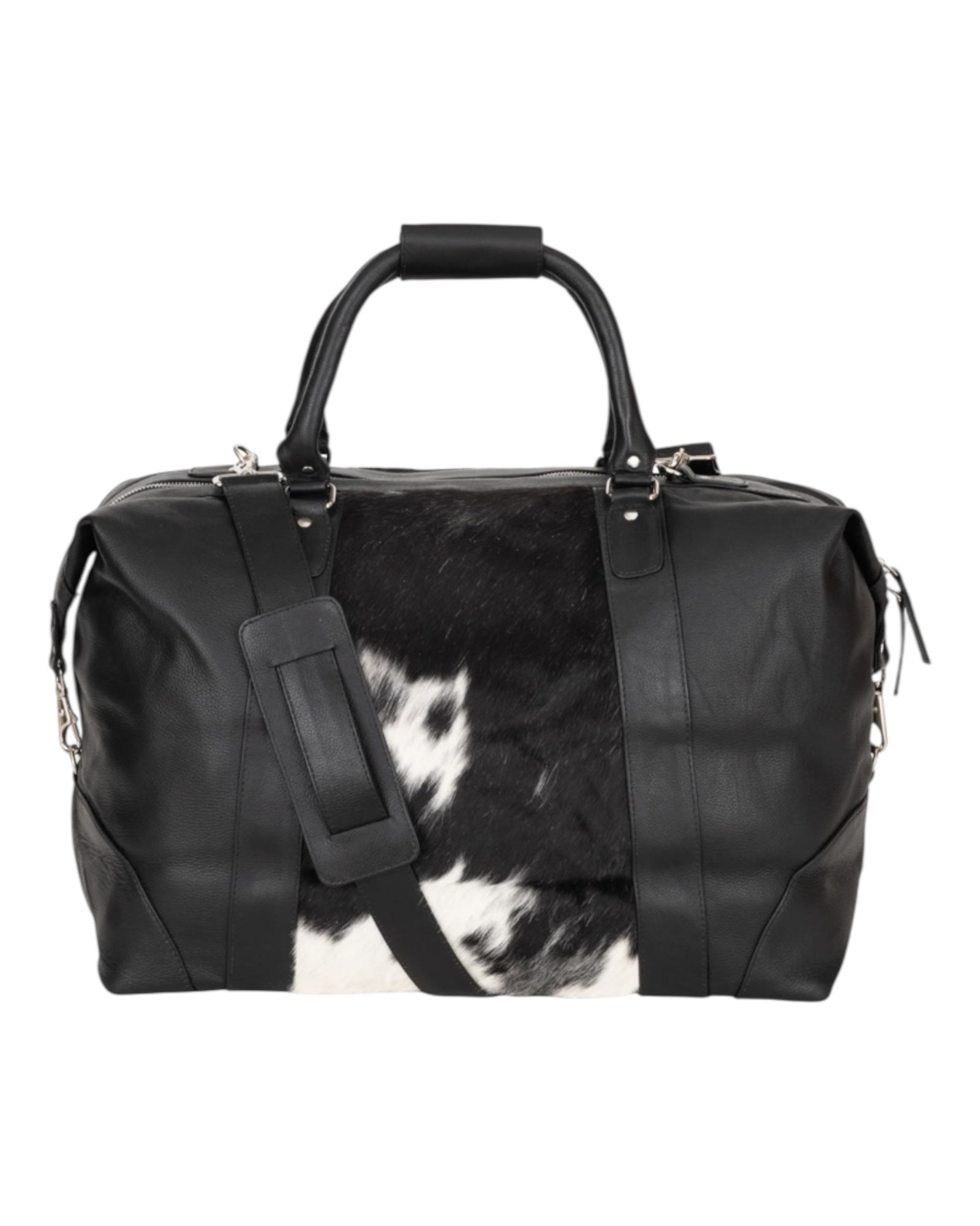'Outback' Cowhide Weekender Duffle Bag - Black